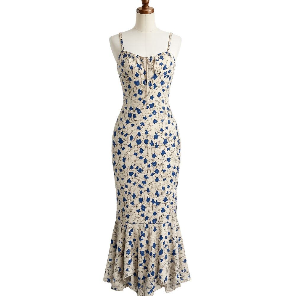 Commense Floral Tie Front Mermaid Maxi Dress - NWT - Size S